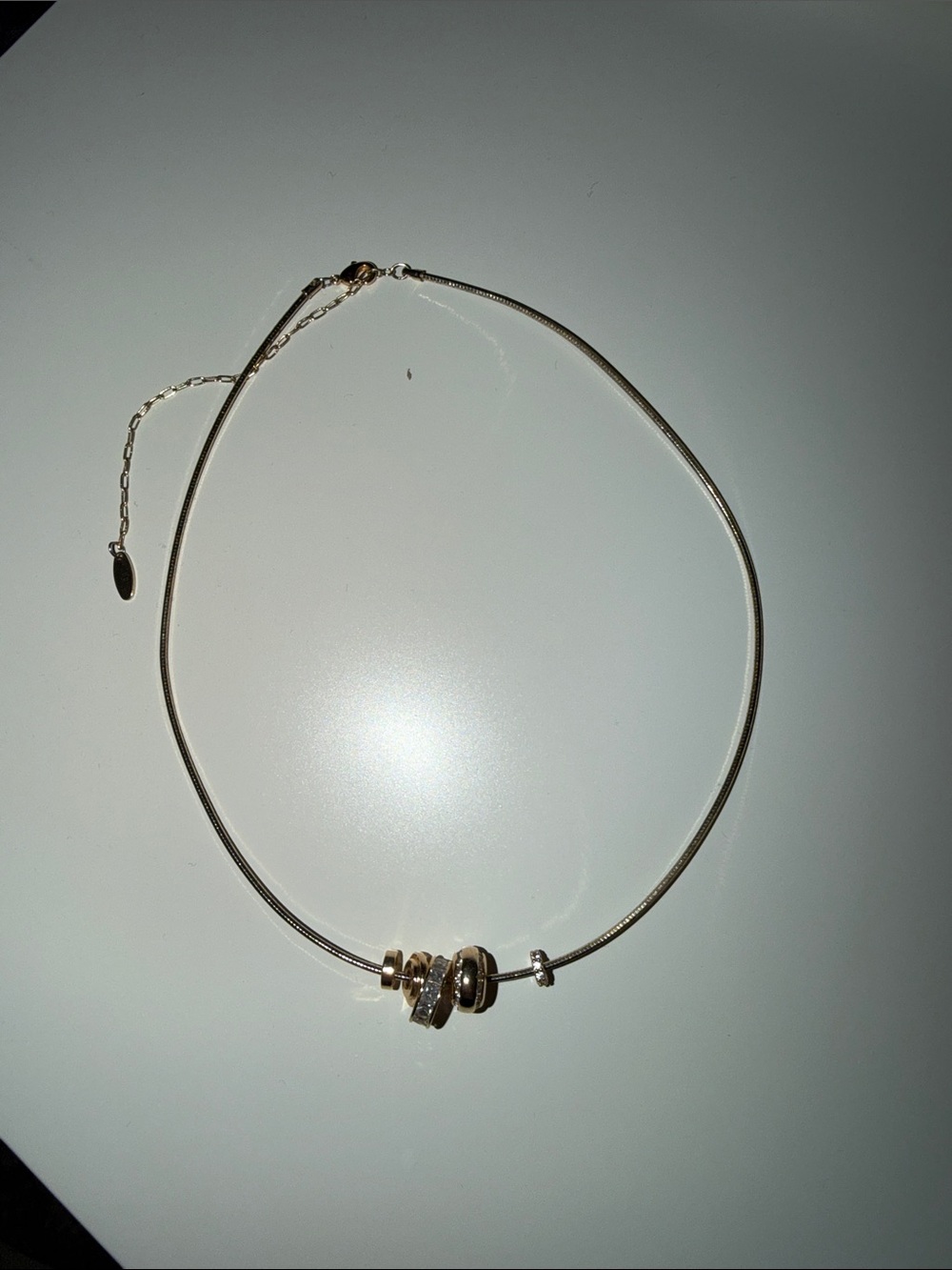 Anthropologie Gold Tone Choker Necklace with Mixed Bead Accents